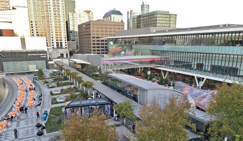 Catering served on the YBG terrace with South in background