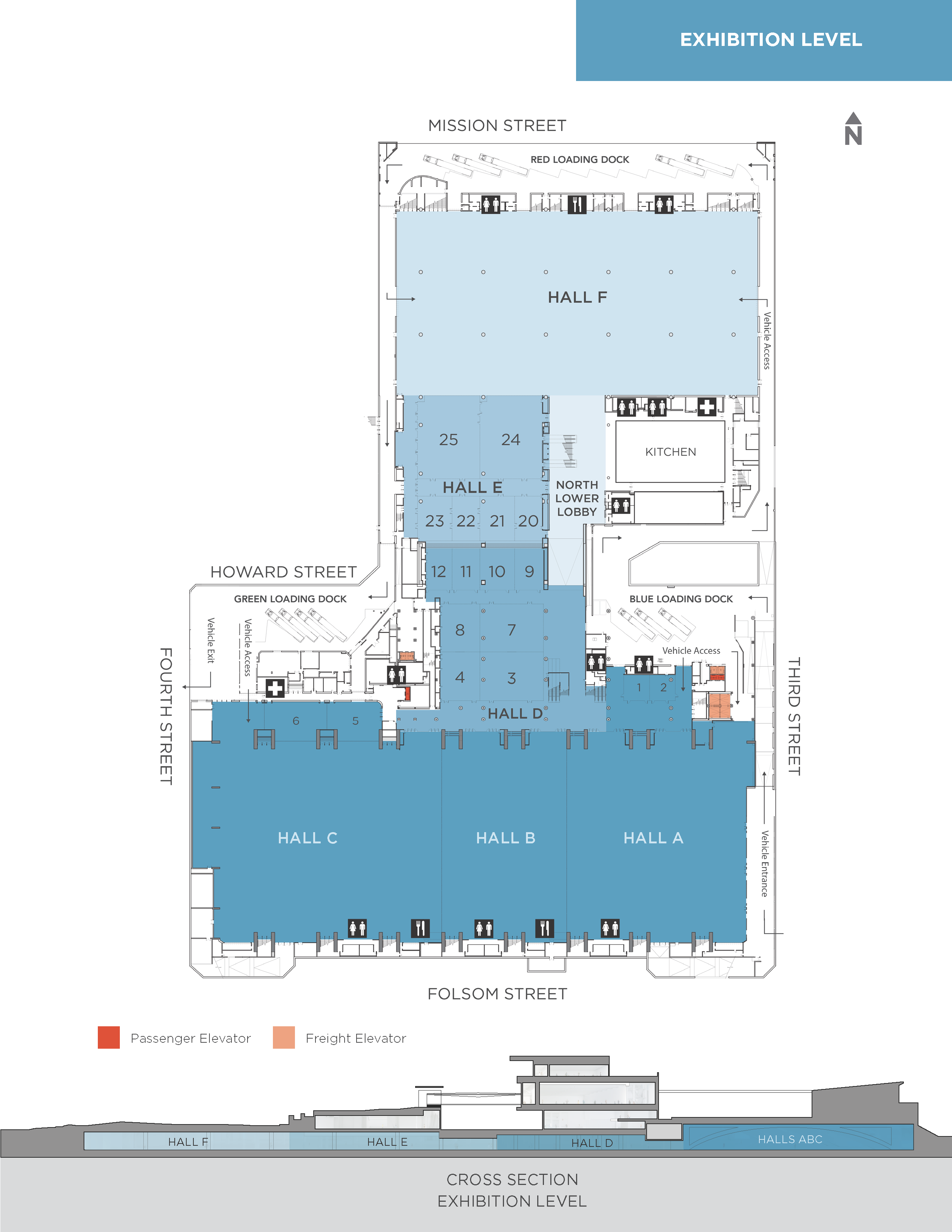 Moscone North-South Exhibit Level Floorplan