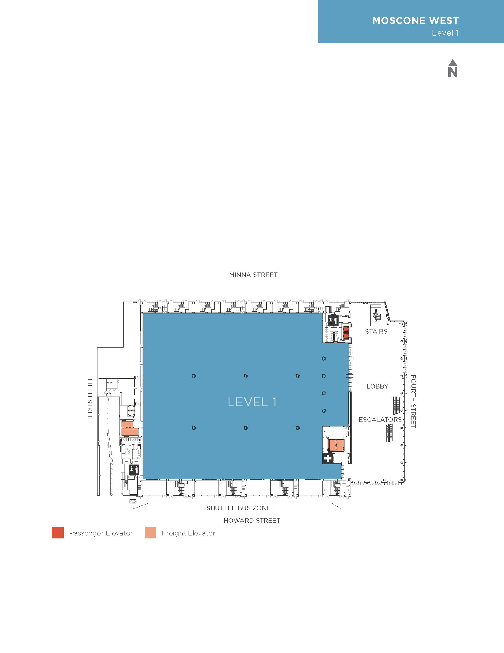 Moscone West Level 1 floorplan from brochure